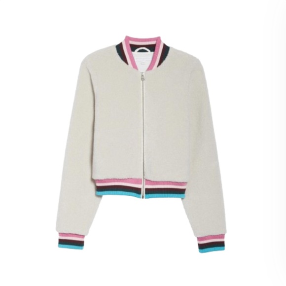 Spiritual Gangster Jackets & Blazers - Spiritual Gangster Faux Fur Bomber Coat Jacket Womens Small Cream Pink Zip Up